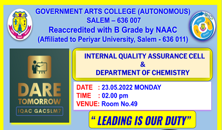 23-5-2022-AN- IQAC AND DEPARTMENT OF CHEMISTRY ORGANIZES “LEADING IS OUR DUTY”